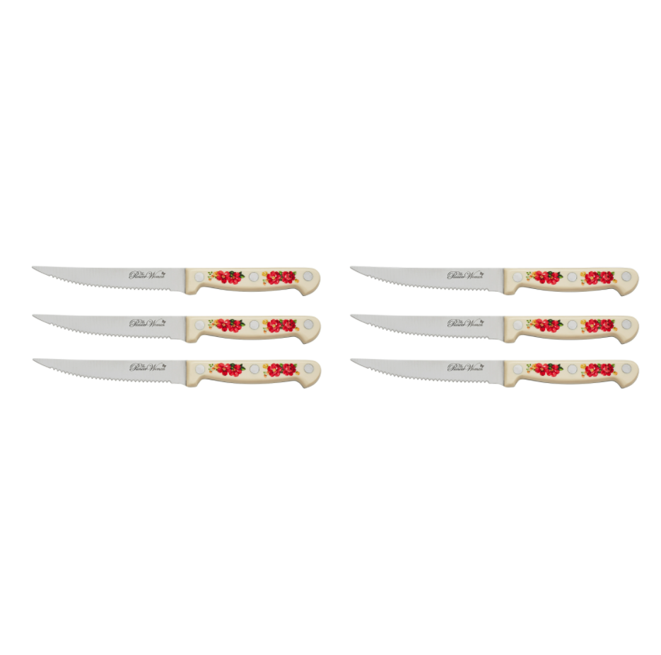 Pioneer Woman Vintage Floral 14-Piece Cutlery Kitchen Set Wood Block Home Dining - Fresh Stock Dated October 2025