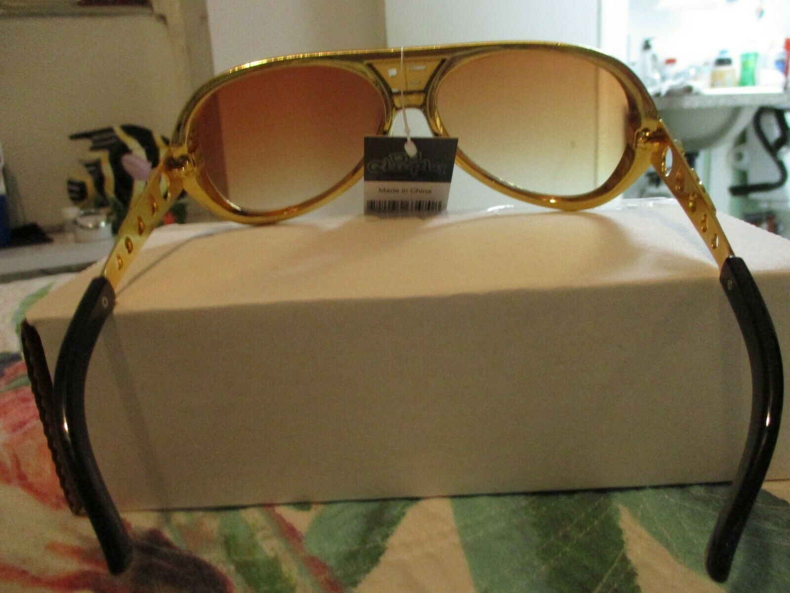 Elvis Presley Gold Sunglasses with Case  E P+ TCB Logo's - Fresh Stock Dated October 2025
