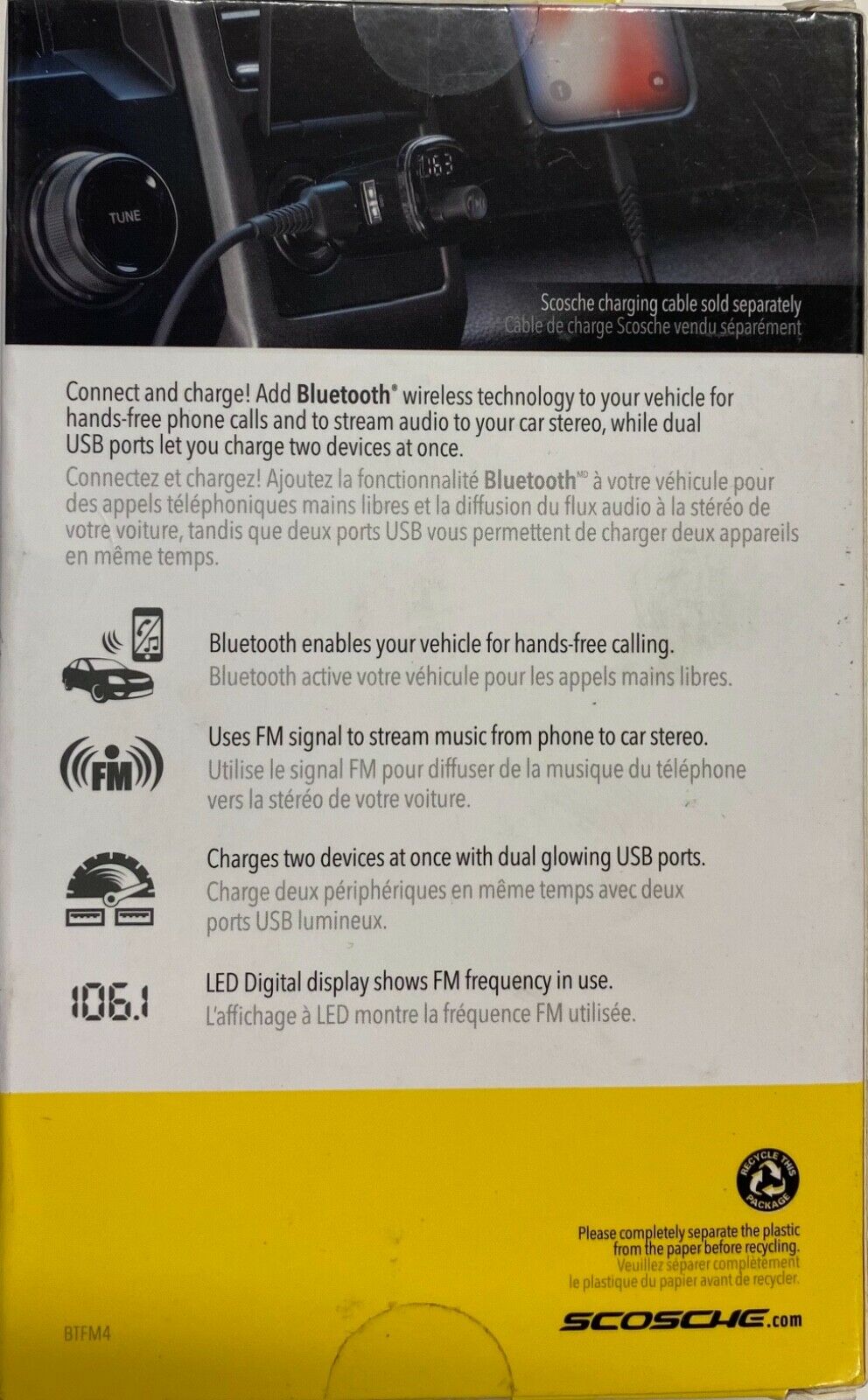 Scosche Wireless Hands-Free Car Kit (BTFM4) - Fresh Stock Dated October 2025