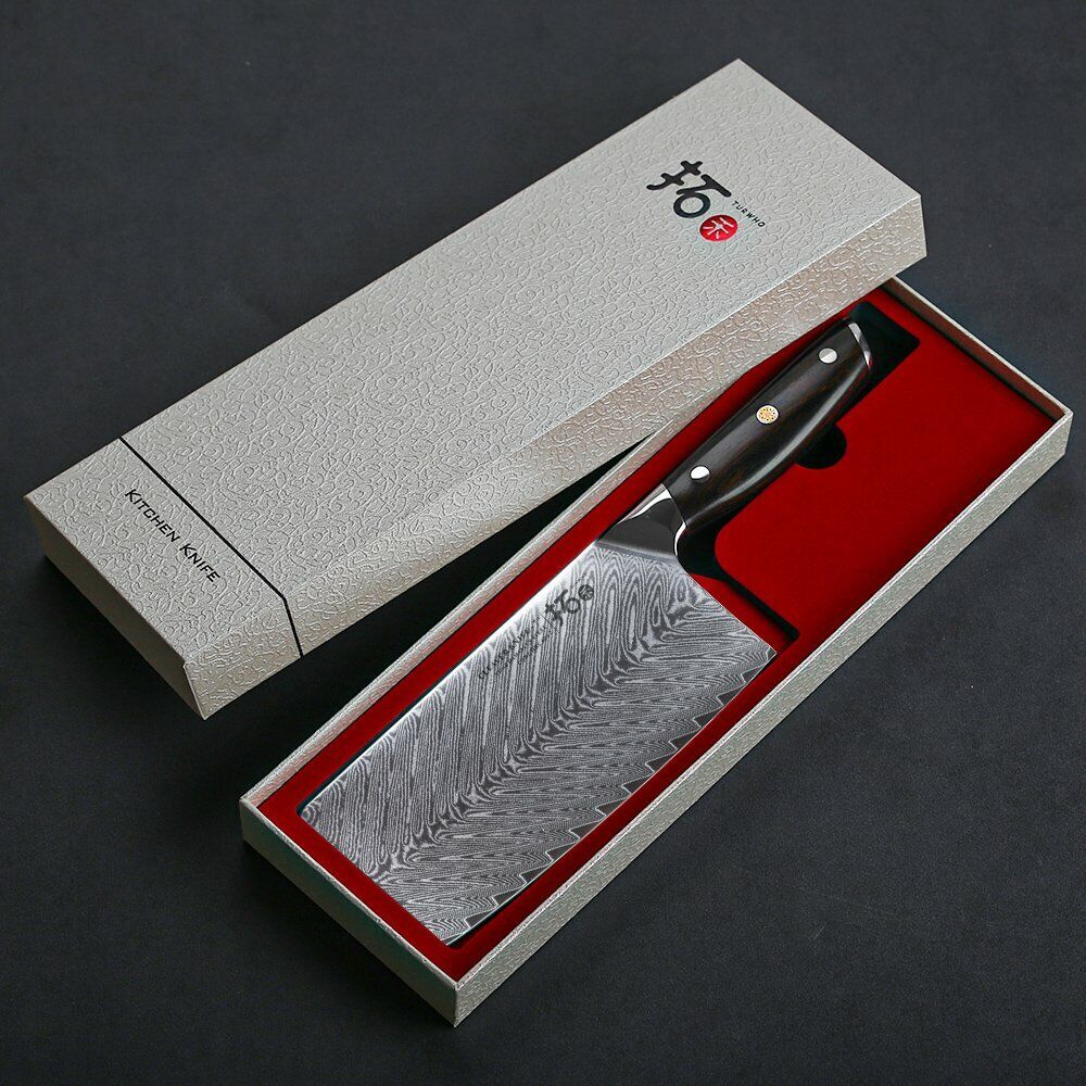 TURWHO 7in Chef Chopper Kitchen Cleaver Knife Japanese VG10 Damascus Steel Knife - Fresh Stock Dated October 2025
