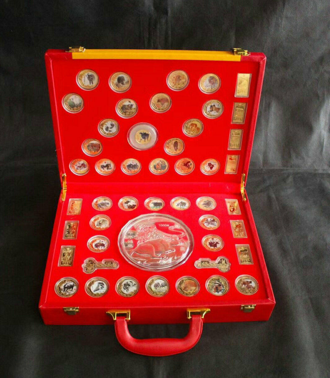 48 New 2021 Chinese Zodiac 24K Gold Silver Colour Jade Coins Set-Year of the Ox - Fresh Stock Dated October 2025