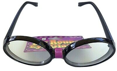 BIG BLACK ROUND EYE FRAME GLASSES Jumbo Lenses Clown Circle Nerd Funny Joke Gag - Fresh Stock Dated October 2025
