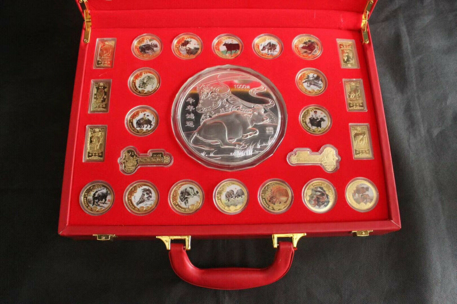 48 New 2021 Chinese Zodiac 24K Gold Silver Colour Jade Coins Set-Year of the Ox - Fresh Stock Dated October 2025