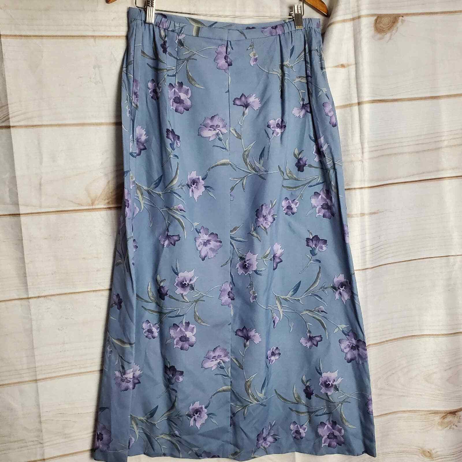 Pendleton Vintage Y2K 100% Silk A-Line Blue Purple Floral Midi Skirt Size 12 - Fresh Stock Dated October 2025