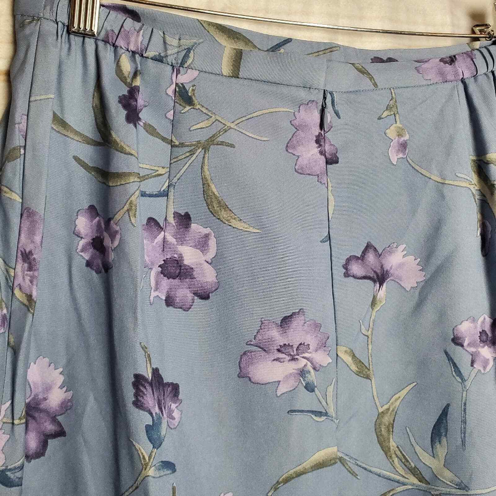 Pendleton Vintage Y2K 100% Silk A-Line Blue Purple Floral Midi Skirt Size 12 - Fresh Stock Dated October 2025