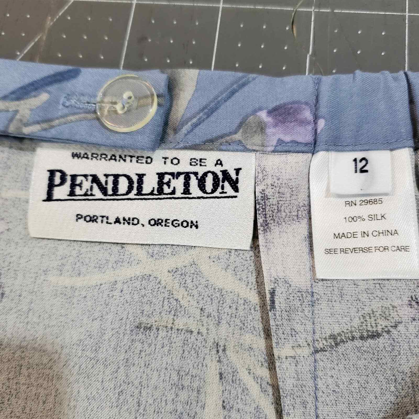 Pendleton Vintage Y2K 100% Silk A-Line Blue Purple Floral Midi Skirt Size 12 - Fresh Stock Dated October 2025