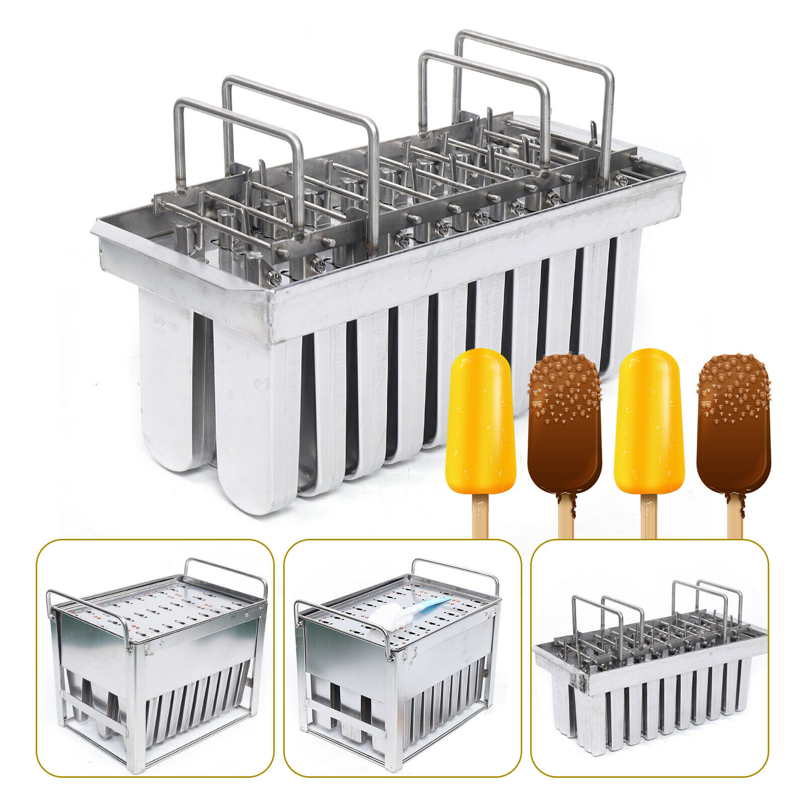 Double Slot Ice Cream Stick Mold Stainless Steel Popsicle Popsicle POP Mold Hold - Fresh Stock Dated October 2025