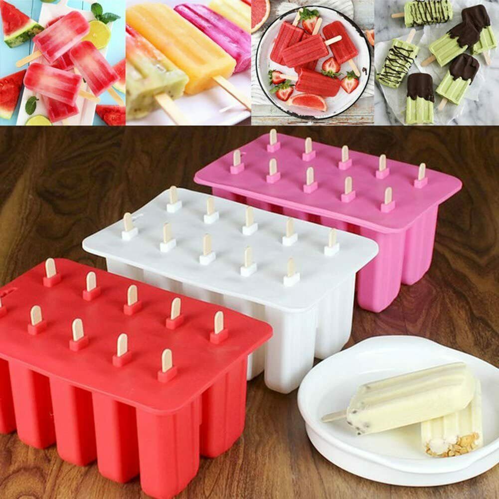 Ice Cream Popsicle Frozen Mold Silicone Lolly Pop Maker Mould Ice Tray Cover Lid - Fresh Stock Dated October 2025