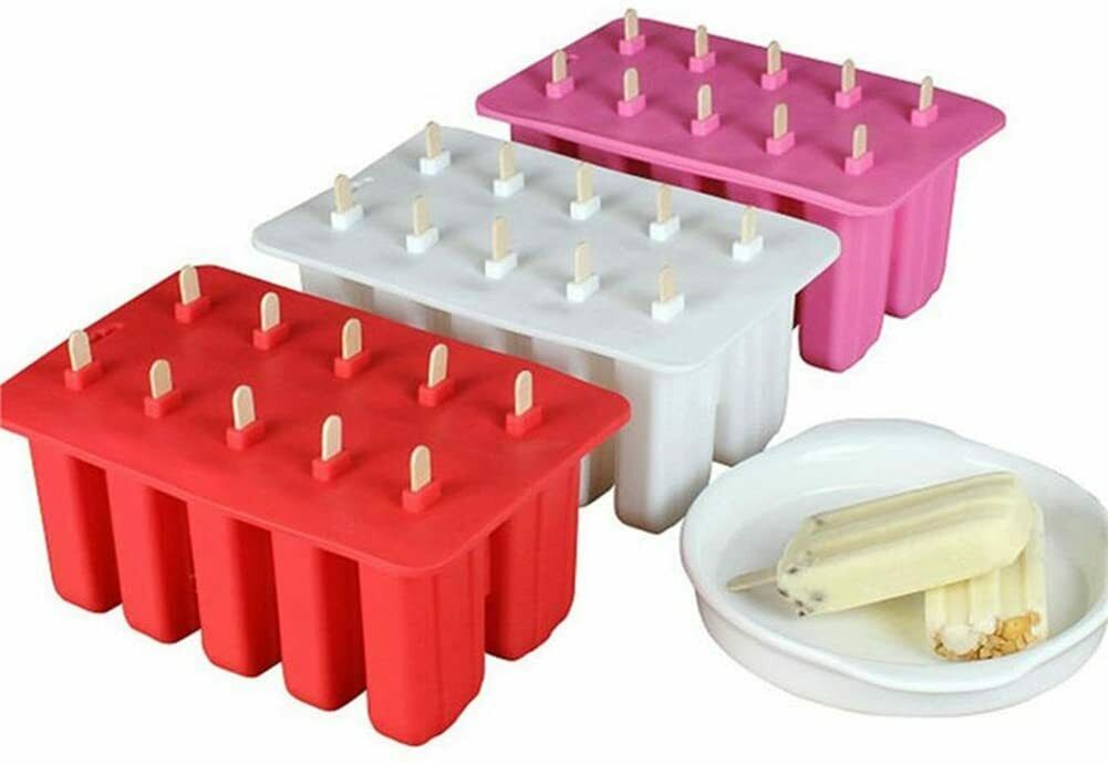Ice Cream Popsicle Frozen Mold Silicone Lolly Pop Maker Mould Ice Tray Cover Lid - Fresh Stock Dated October 2025