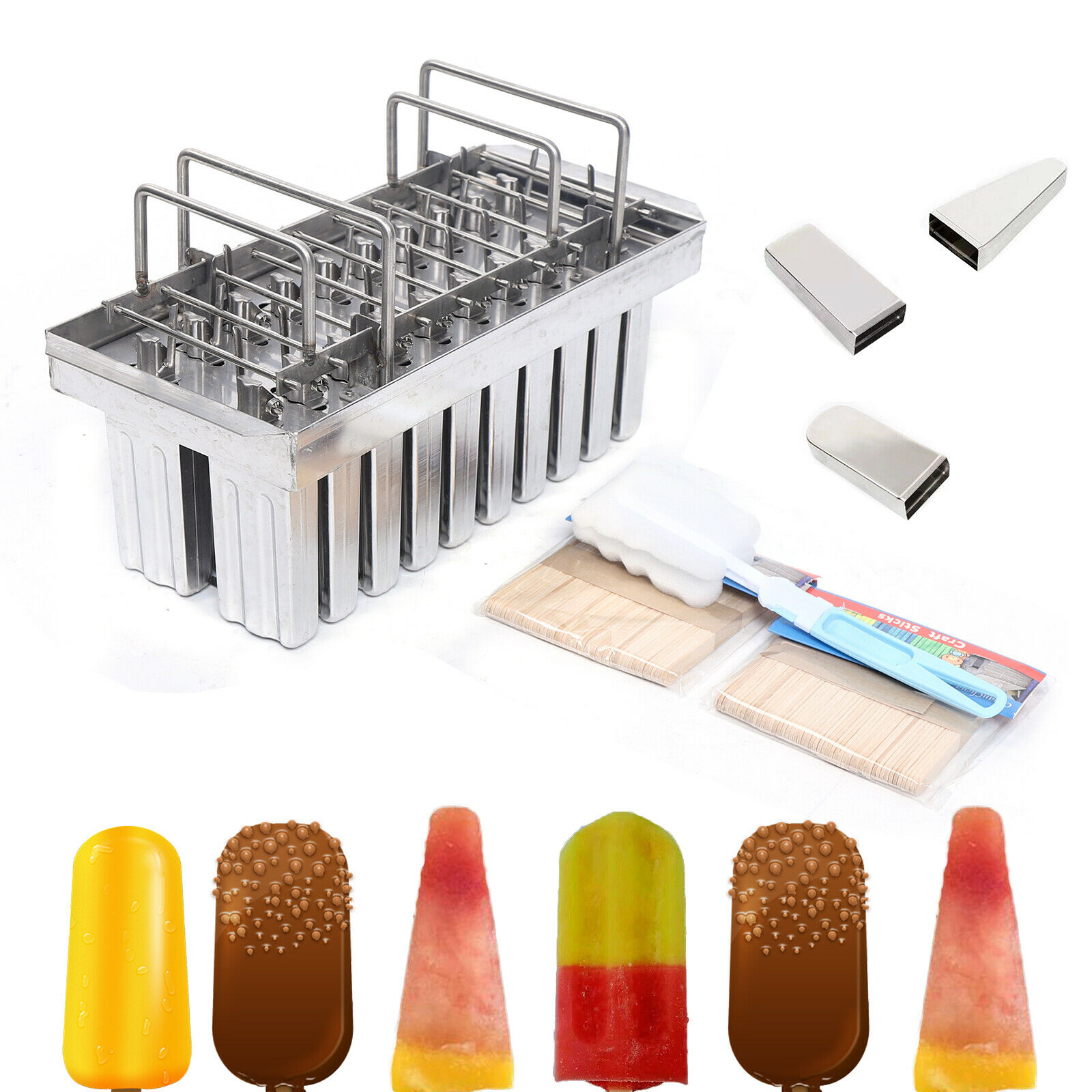 Double Slot Ice Cream Stick Mold Stainless Steel Popsicle Popsicle POP Mold Hold - Fresh Stock Dated October 2025