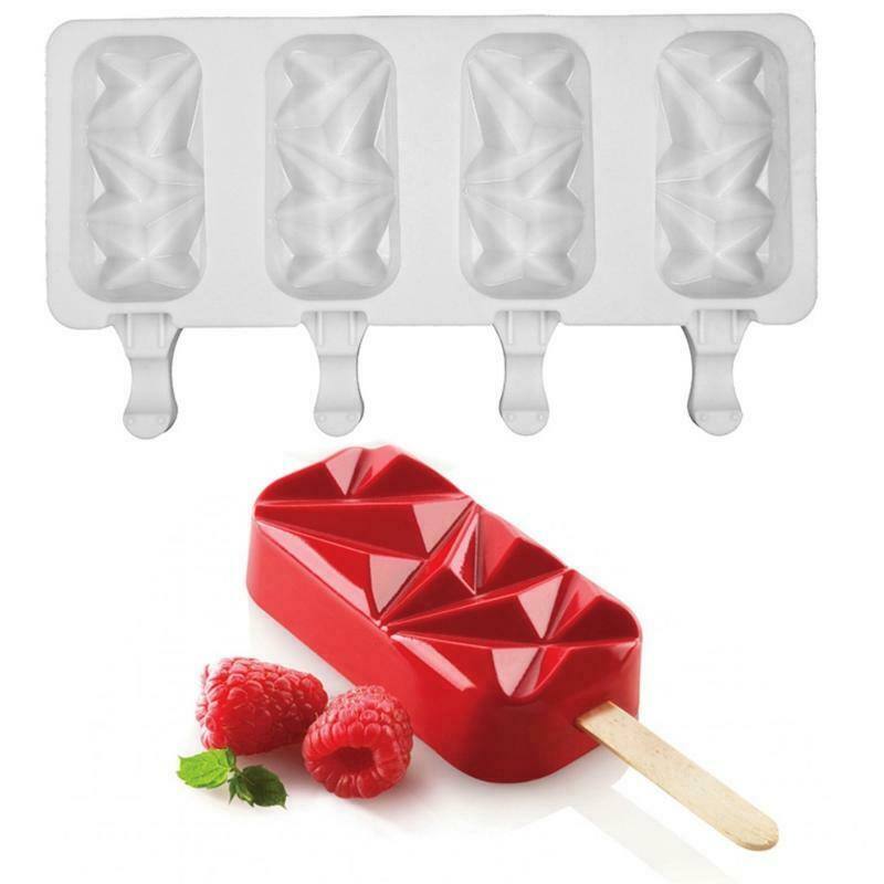 4 Cells Popsicle Tray Silicone Mold DIY Ice Cream Mould Pan Summer Party Tools - Fresh Stock Dated October 2025
