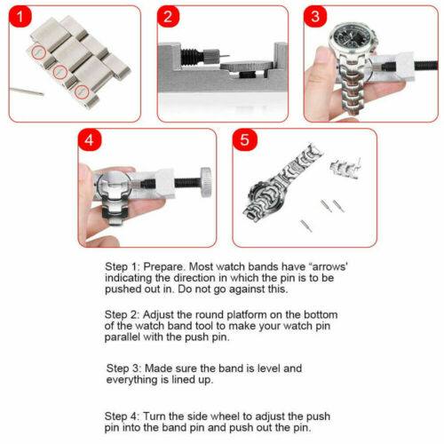 Metal Adjustable Watch Band Strap Bracelet Link Pin Remover Repair Tool Kit US - Fresh Stock Dated October 2025