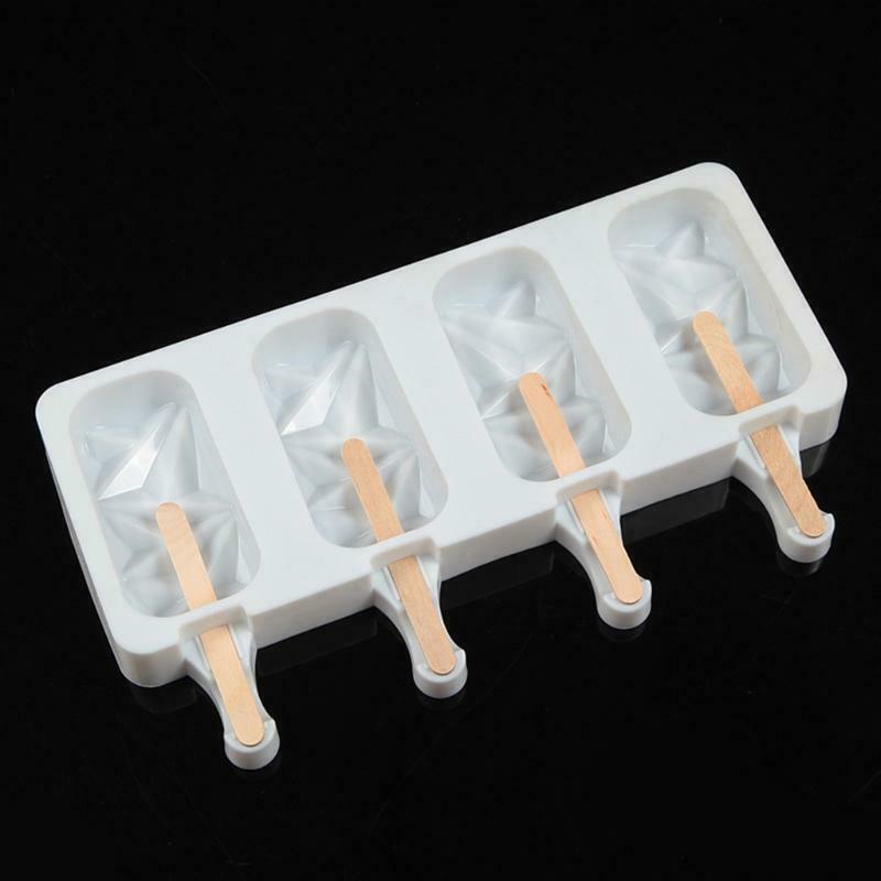 4 Cells Popsicle Tray Silicone Mold DIY Ice Cream Mould Pan Summer Party Tools - Fresh Stock Dated October 2025