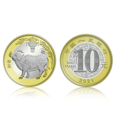 Roll 20 PCS, China 10 Yuan, New Year of Ox, Zodiac COMM. 2021, Coin, UNC - Fresh Stock Dated October 2025