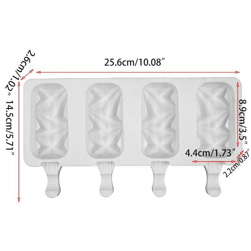 4 Cells Popsicle Tray Silicone Mold DIY Ice Cream Mould Pan Summer Party Tools - Fresh Stock Dated October 2025