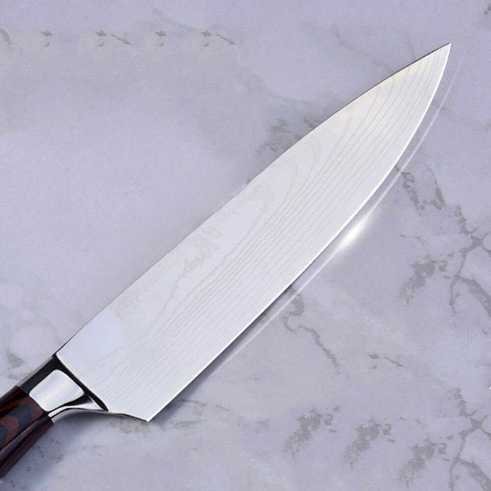 5 Piece Kitchen Knives Set Japanese Damascus Pattern Stainless Steel Chef Knife - Fresh Stock Dated October 2025