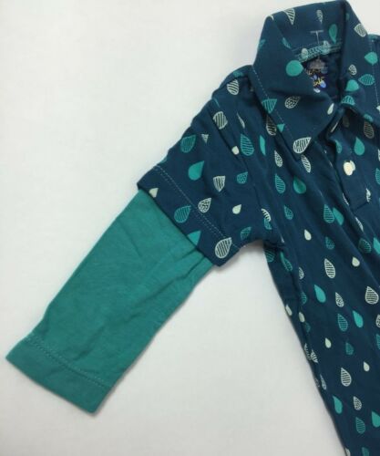 KicKee Pants Baby Boys' Print Polo Romper in Peacock Rain Drops Size 3-6 Months - Fresh Stock Dated October 2025