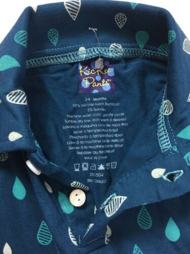 KicKee Pants Baby Boys' Print Polo Romper in Peacock Rain Drops Size 3-6 Months - Fresh Stock Dated October 2025