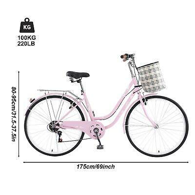 Pink Women's Comfort Bike 26-Inch Wheels 7 Speed Girls Bicycle - Fresh Stock Dated October 2025