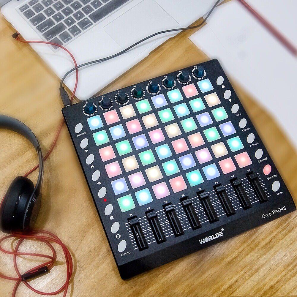 MIDI Drum Pad Controller 48 RGB Backlit Pads 8 Knobs 16 Buttons 8 Sliders H5N2 - Fresh Stock Dated October 2025