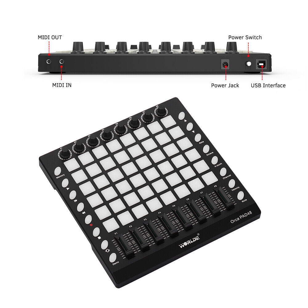 MIDI Drum Pad Controller 48 RGB Backlit Pads 8 Knobs 16 Buttons 8 Sliders H5N2 - Fresh Stock Dated October 2025