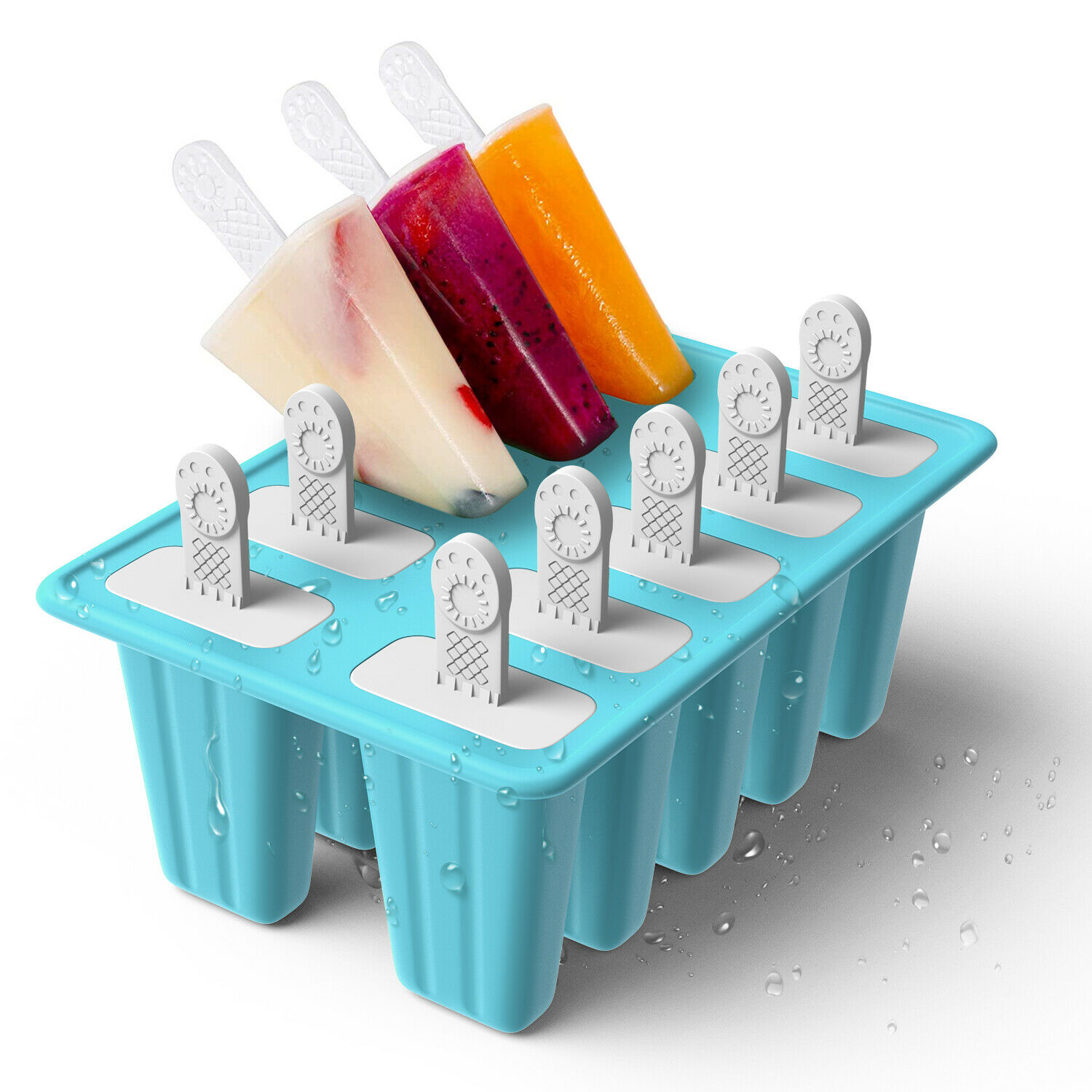 10 Cell Ice Cream Popsicle Frozen Mold Silicone Pop Maker/6 Cell Ice Cube Moulds - Fresh Stock Dated October 2025