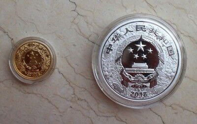 China 2018 Dog No Colorized Gold and Silver Coins Set - Fresh Stock Dated October 2025