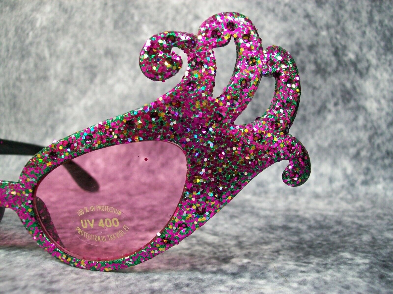 Purple Green Glitter Dame Costume Glasses Retro Cat Eye Edna Face Furniture 60's - Fresh Stock Dated October 2025