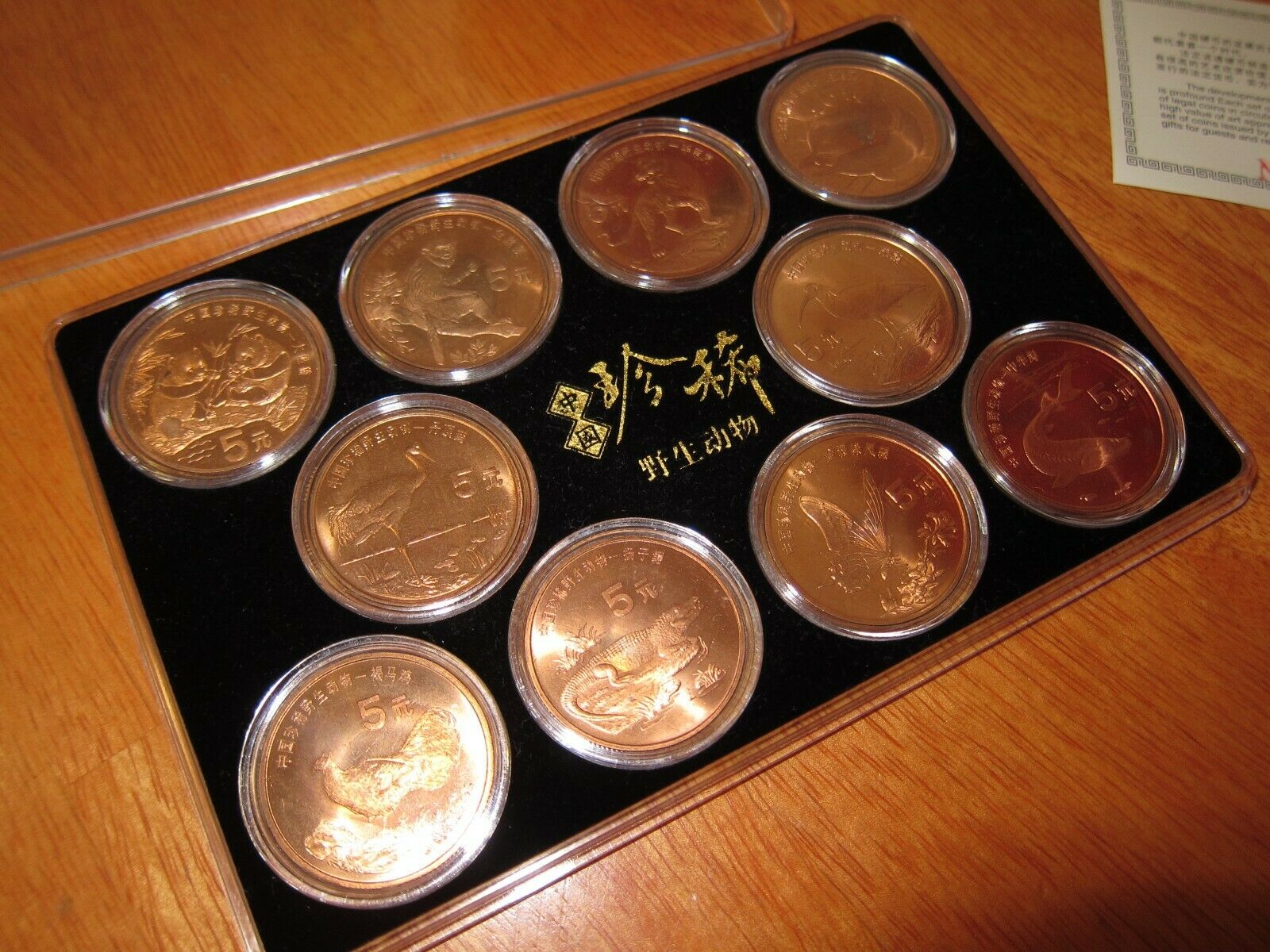 1993 - 1999 China Rare Wild Animals Copper 5 Yuan 10 Coin Set - Fresh Stock Dated October 2025