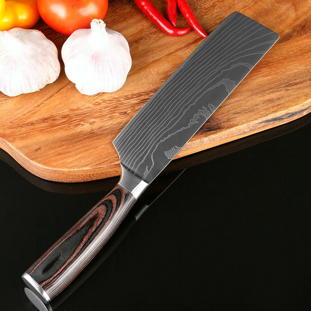 5 Piece Kitchen Knives Set Japanese Damascus Pattern Stainless Steel Chef Knife - Fresh Stock Dated October 2025
