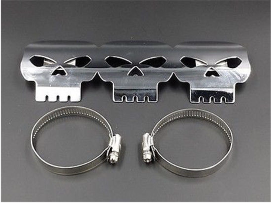 Exhaust Muffler Pipe Heat Shield Cover Heel Guard For Motorcycle Chopper Custom - Fresh Stock Dated October 2025