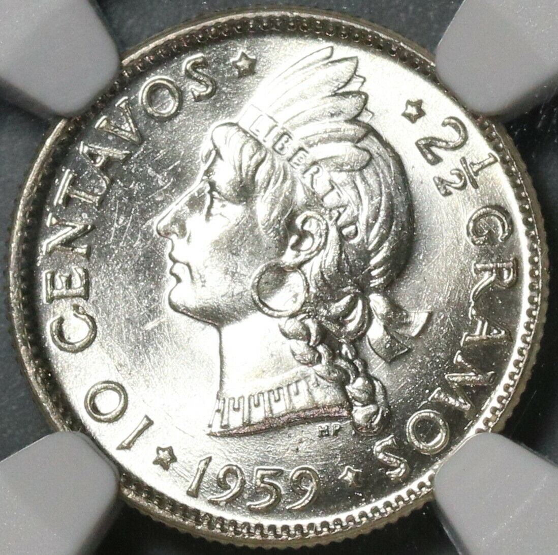 1959 NGC MS 64 Dominican Republic Silver 10 Centavos Scarce Coin (21031801C) - Fresh Stock Dated October 2025
