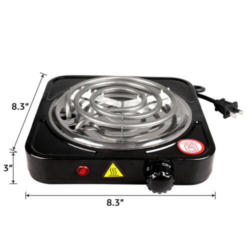 Portable 1000W Single Electric Burner Hot Plate 110V Portable Stove Stainless - Fresh Stock Dated October 2025
