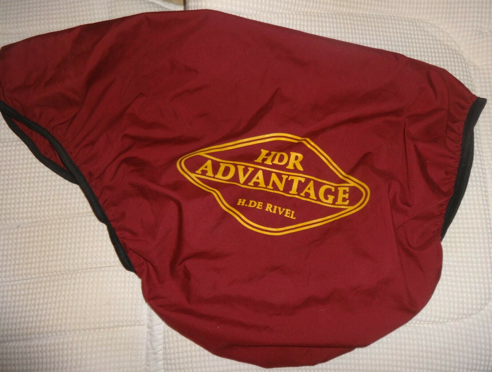 HENRI DE RIVEL (HDR) English Saddle Cover - Red, Gold Logo, Black Trim - NICE! - Fresh Stock Dated October 2025