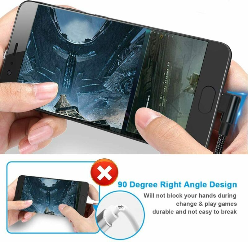 [3 Pack] aceyoon 1ft USB C 90 Degree Cable Braided Right Angle USB C 30cm L Type - Fresh Stock Dated October 2025