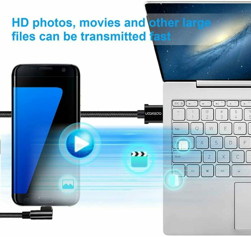 [3 Pack] aceyoon 1ft USB C 90 Degree Cable Braided Right Angle USB C 30cm L Type - Fresh Stock Dated October 2025