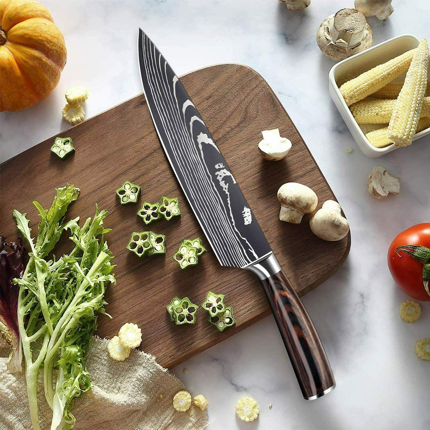 Stainless 8 Pcs Professional Knives Set Damascus Chef's Style Knife Kitchen Tool - Fresh Stock Dated October 2025