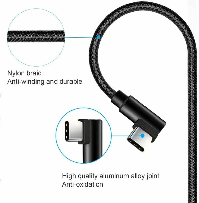 [3 Pack] aceyoon 1ft USB C 90 Degree Cable Braided Right Angle USB C 30cm L Type - Fresh Stock Dated October 2025