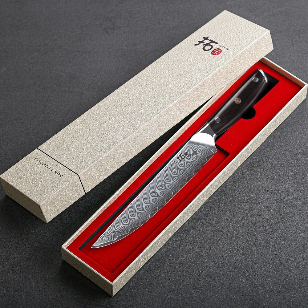 TURWHO 8inch Slicing Knife Japanese VG10 Damascus Steel Kitchen Carving Knives - Fresh Stock Dated October 2025