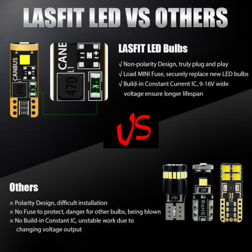 2x LED Parking Light Bulbs T10 192 168 2825 Super Bright Cool White 6000K Canbus - Fresh Stock Dated October 2025