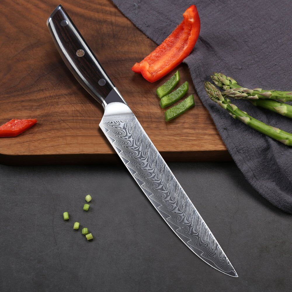 TURWHO 8inch Slicing Knife Japanese VG10 Damascus Steel Kitchen Carving Knives - Fresh Stock Dated October 2025