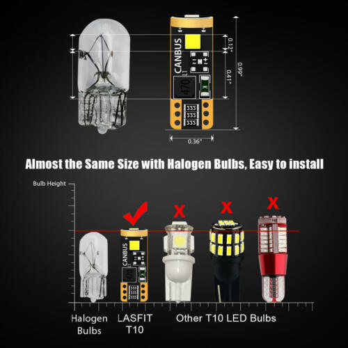 2x LED Parking Light Bulbs T10 192 168 2825 Super Bright Cool White 6000K Canbus - Fresh Stock Dated October 2025