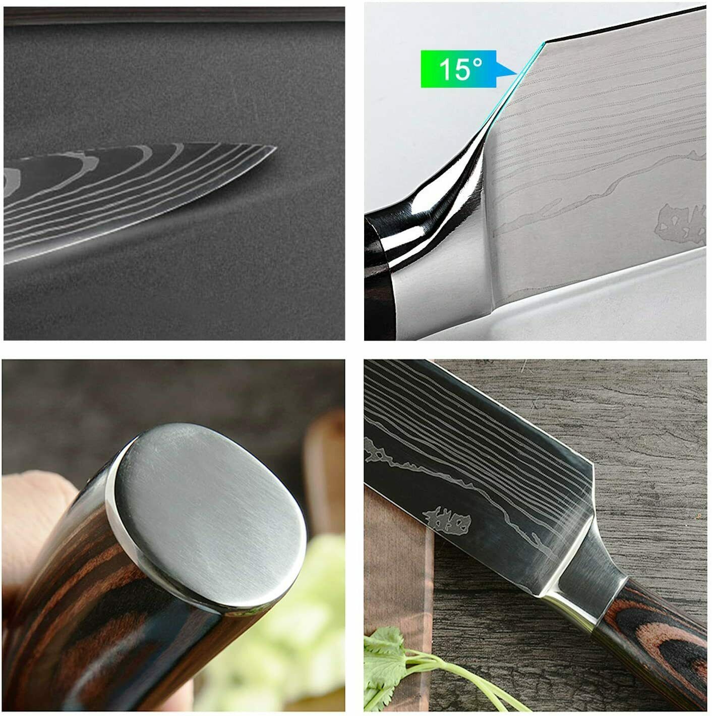 Stainless 8 Pcs Professional Knives Set Damascus Chef's Style Knife Kitchen Tool - Fresh Stock Dated October 2025
