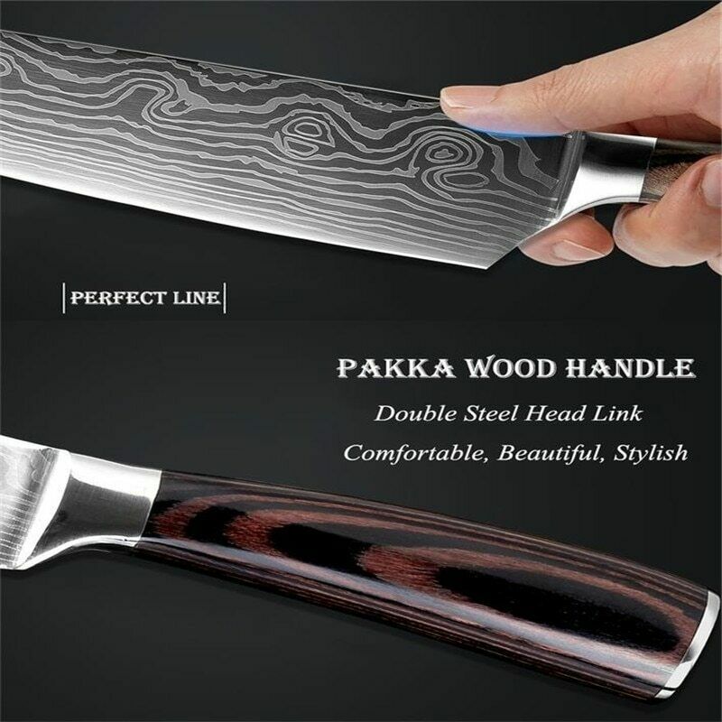 Stainless 8 Pcs Professional Knives Set Damascus Chef's Style Knife Kitchen Tool - Fresh Stock Dated October 2025