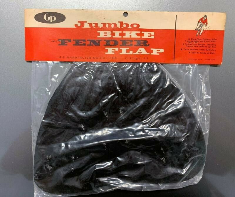 Vintage Original Antique GP Black Bicycle Mud Flap SCHWINN NOS - Fresh Stock Dated October 2025