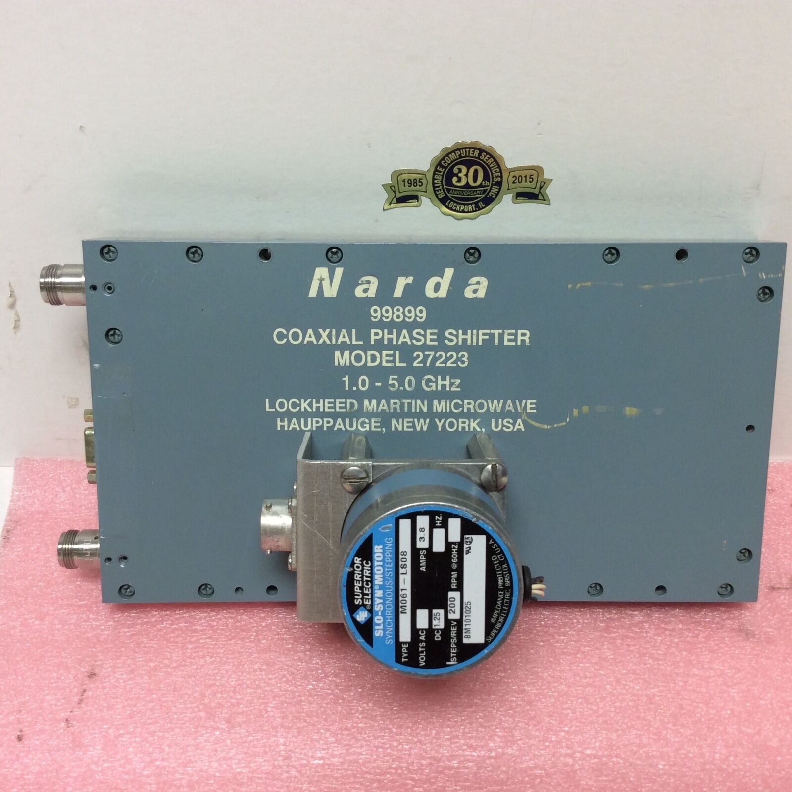 Narda Coaxial Phase Shifter model 27223 1.0 - 5.0 GHz Lockheed Martin Microwave - Fresh Stock Dated October 2025