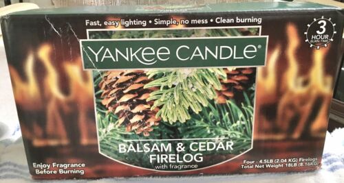 Yankee Candle 2 Balsam & Cedar Firelogs W Fragrance 4.5 Lb Each 3 Hour Burn Time - Fresh Stock Dated October 2025