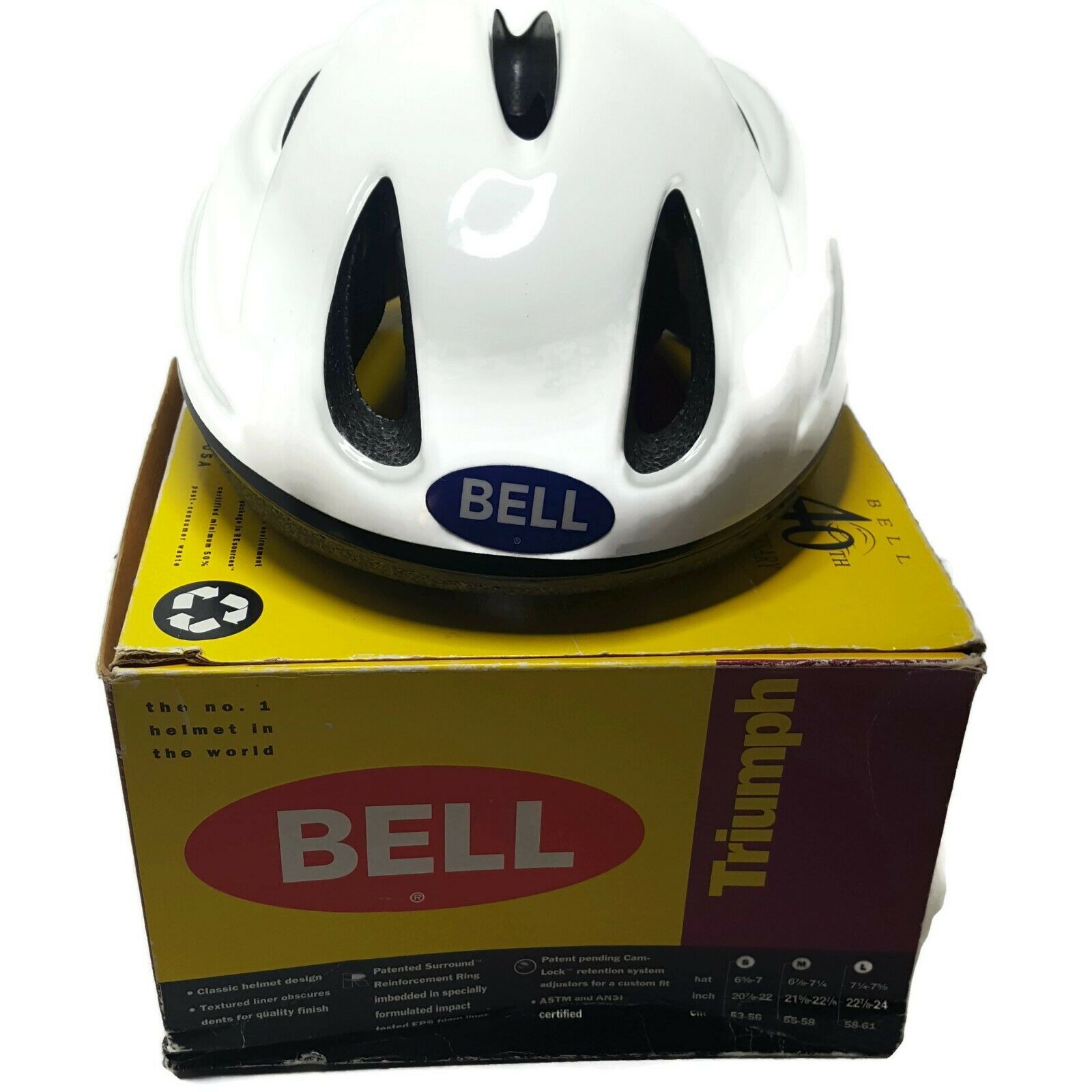 Vintage 1994 Bell Bike Bicycle Helmet Triumph Size M White 40th Anniversary USA - Fresh Stock Dated October 2025