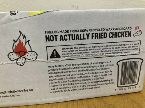 Kentucky Fried Chicken Scented Firelog ~ Enviro-Log Burns Cleaner than Firewood - Fresh Stock Dated October 2025