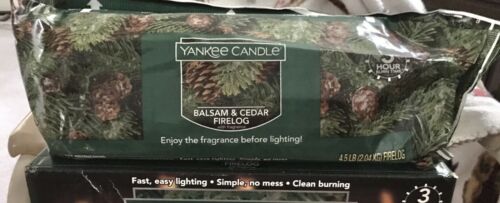Yankee Candle 2 Balsam & Cedar Firelogs W Fragrance 4.5 Lb Each 3 Hour Burn Time - Fresh Stock Dated October 2025